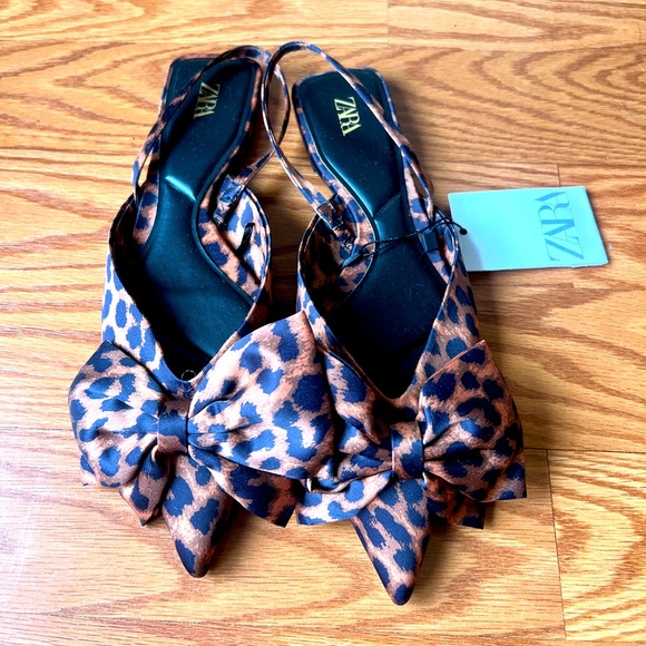 Zara Leopard Slingback Flats - Picture 1 of 4